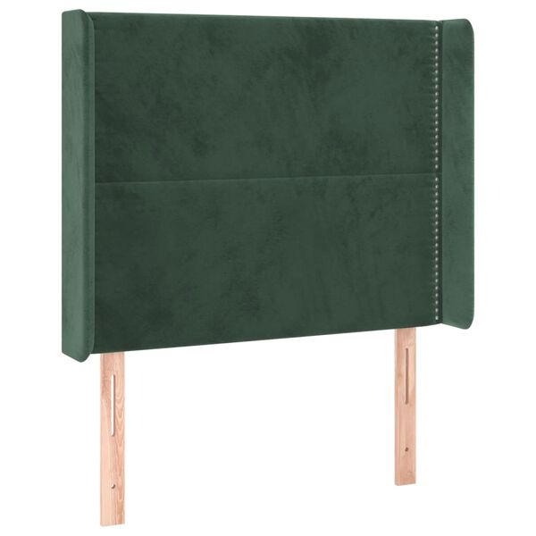 vidaXL T&ecirc;te de lit &agrave; LED Vert fonc&eacute; 103x16x118/128 cm Velours