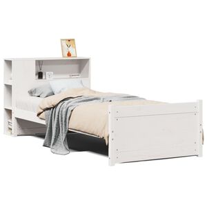 vidaXL Lit biblioth&egrave;que sans matelas blanc 90x190cm bois de pin massif