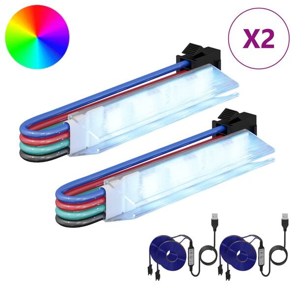 vidaXL Bande LED 2 pcs Noir et Multicolore 1745 mm Cuivre et plastique