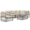 vidaXL Salon de jardin 6 pcs avec coussins anthracite r&eacute;sine tress&eacute;e