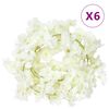 vidaXL Guirlandes de fleurs 6 pcs blanc 180 cm