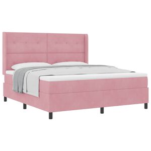vidaXL Lit &agrave; ressorts avec matelas Rose 180 x 200 cm Velours