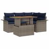 vidaXL Ensemble de canap&eacute; de jardin 5 pcs gris et bleu marine
