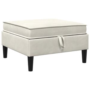 vidaXL Pouf avec Rangement Cr&egrave;me Velours