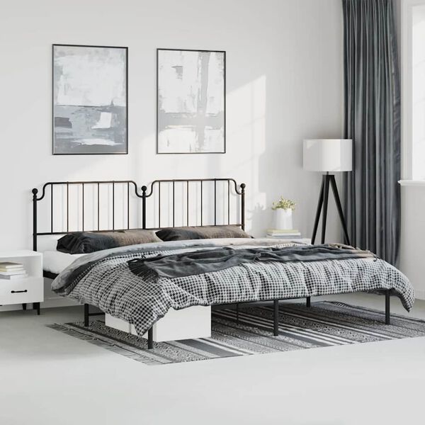 vidaXL Cadre de lit métal sans matelas avec tête de lit noir 183x213cm