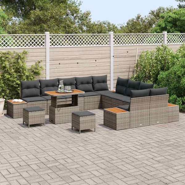 vidaXL Ensemble de canap&eacute; de jardin 13 pcs Gris polyrotin