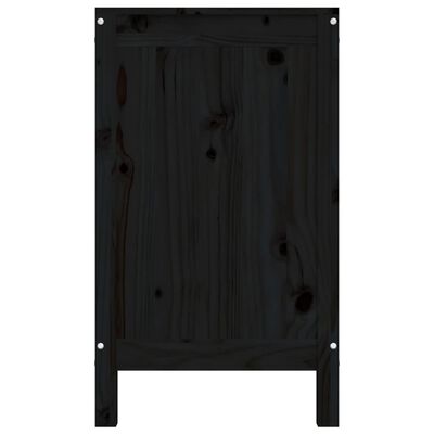 vidaXL Boîte à linge Noir 88,5x44x76 cm Bois massif de pin