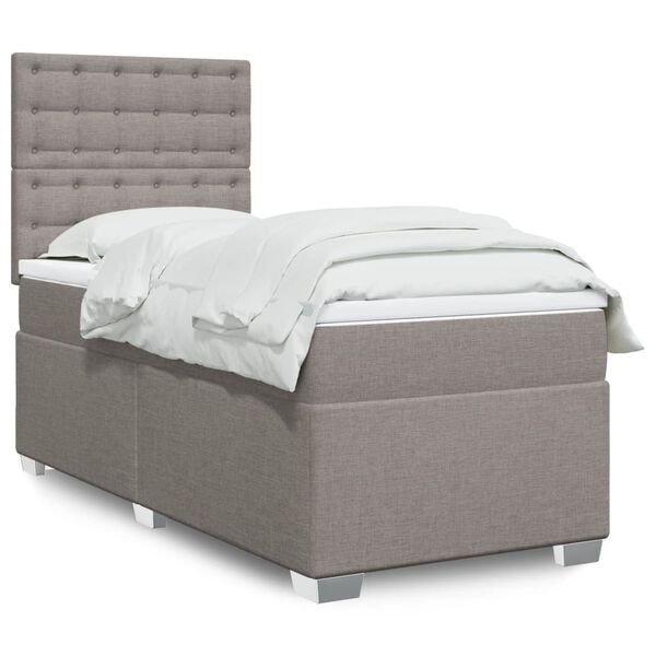 vidaXL Sommier &agrave; lattes de lit avec matelas Taupe 100x200 cm Tissu