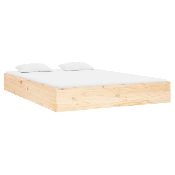 vidaXL Cadre de lit sans matelas bois massif 135x190 cm
