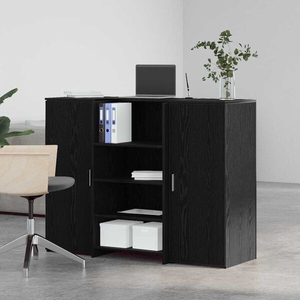vidaXL Bureau de r&eacute;ception ch&ecirc;ne noir 135x50x103,5cm bois d'ing&eacute;nierie