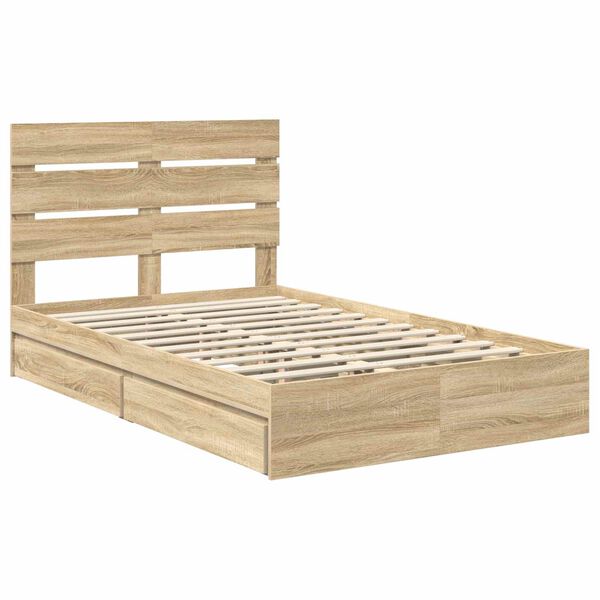 vidaXL Lit de Rangement Ch&ecirc;ne Sonoma 135 x 190 cm Bois d'ing&eacute;nierie