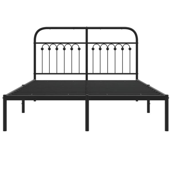vidaXL Cadre de lit m&eacute;tal sans matelas avec t&ecirc;te de lit noir 140x200cm