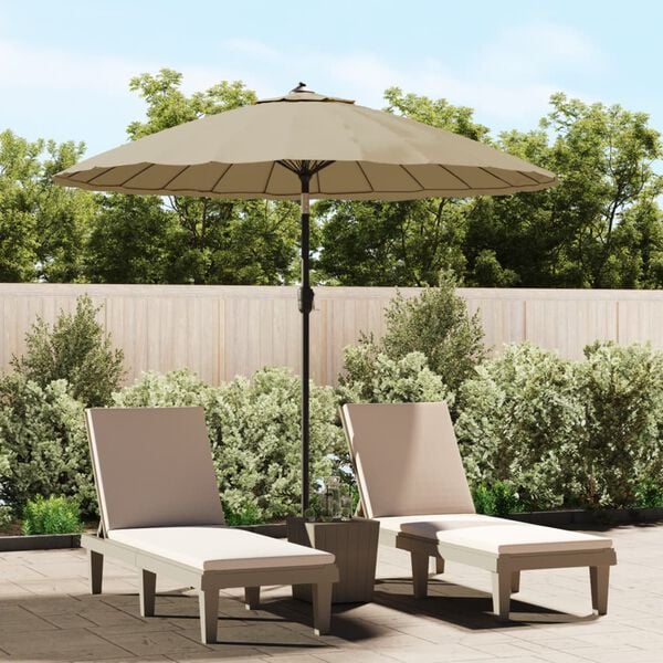 vidaXL Parasol d'ext&eacute;rieur avec m&acirc;t en aluminium 270 cm Taupe