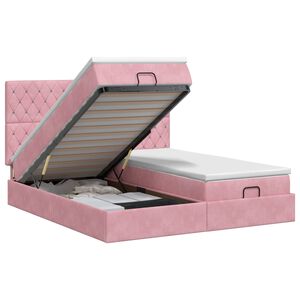 vidaXL Lit ottoman avec matelas avec t&ecirc;te de lit 2 pc Rose Velours