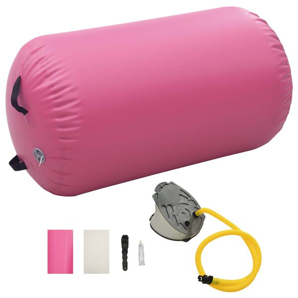 vidaXL Rouleau gonflable de gymnastique avec pompe 100x60 cm PVC Rose