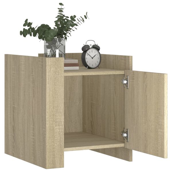 vidaXL Table de chevet ch&ecirc;ne sonoma 45x50x50 cm bois d&rsquo;ing&eacute;nierie