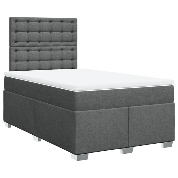 vidaXL Sommier &agrave; lattes de lit avec matelas gris fonc&eacute; 120x190cm tissu
