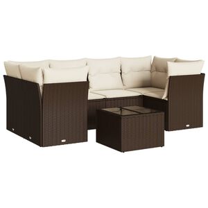 vidaXL Salon de jardin avec coussins 7 pcs marron r&eacute;sine tress&eacute;e