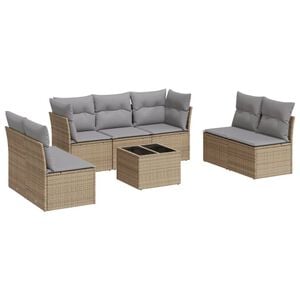 vidaXL Salon de jardin avec coussins 8 pcs beige r&eacute;sine tress&eacute;e