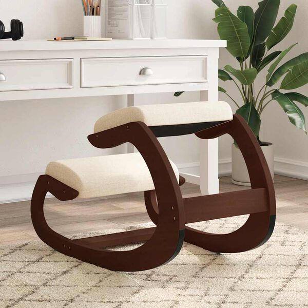 vidaXL Chaise assis-genoux cr&egrave;me 55x84x55 cm contreplaqu&eacute; de bouleau