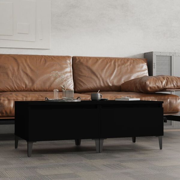 vidaXL Tables d'appoint 2 pcs Noir 50x46x35 cm Bois d'ing&eacute;nierie