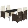 vidaXL Ensemble &agrave; manger de jardin 5 pcs et coussins marron poly rotin
