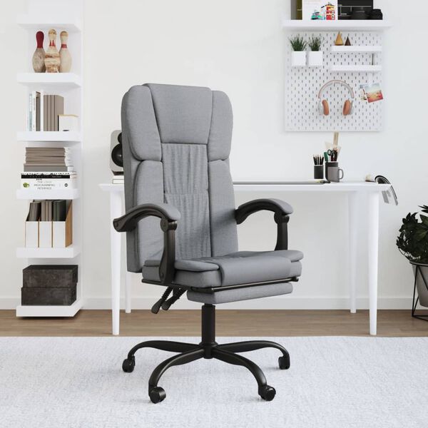 vidaXL Fauteuil inclinable de bureau gris clair tissu