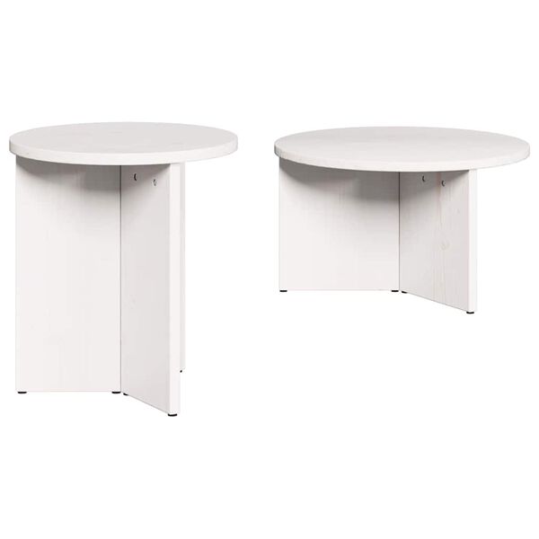 vidaXL Table basse 2 pcs Blanc Bois de pin massif
