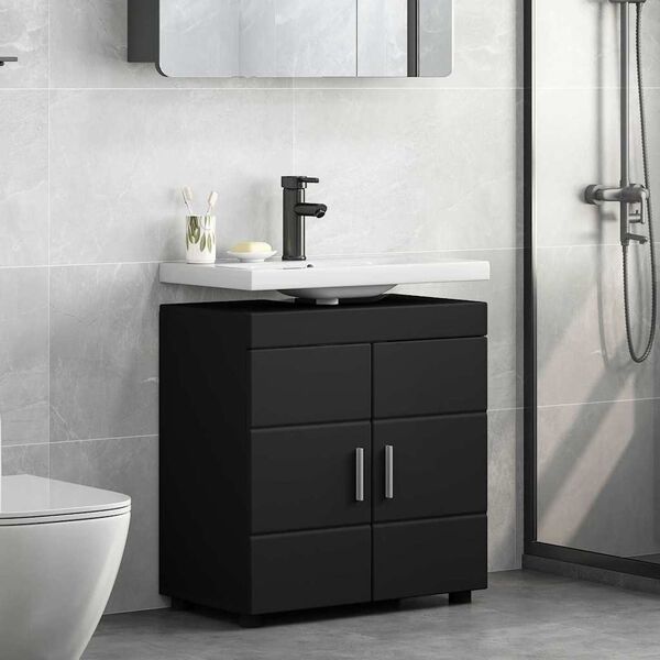 vidaXL Ensemble d'armoire de salle de bain TULUM Noir 60 x 34 x 63 cm
