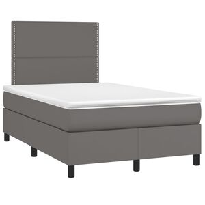 vidaXL Sommier &agrave; lattes de lit avec matelas gris 120x190 cm similicuir