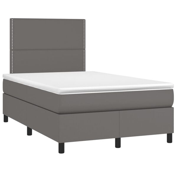 vidaXL Sommier &agrave; lattes de lit avec matelas gris 120x190 cm similicuir