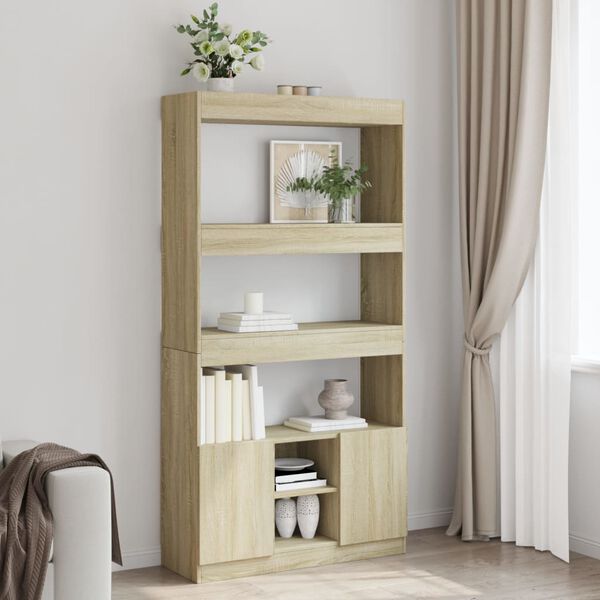 vidaXL Buffet haut chêne sonoma 92x33x180 cm bois d'ingénierie