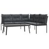 vidaXL Ensemble de canap&eacute;s de jardin et coussins noir acier textil&egrave;ne