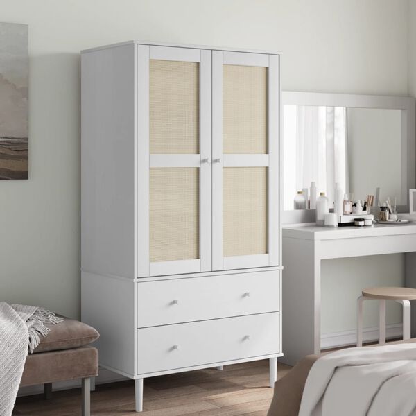 vidaXL Garde-robe SENJA aspect rotin blanc 90x55x175cm bois massif pin