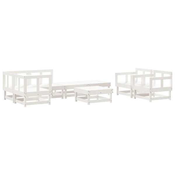 vidaXL Salon de jardin 8 pcs Blanc Bois de pin massif