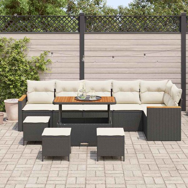 vidaXL Ensemble de canap&eacute; de jardin 10 pcs Noir Poly rotin