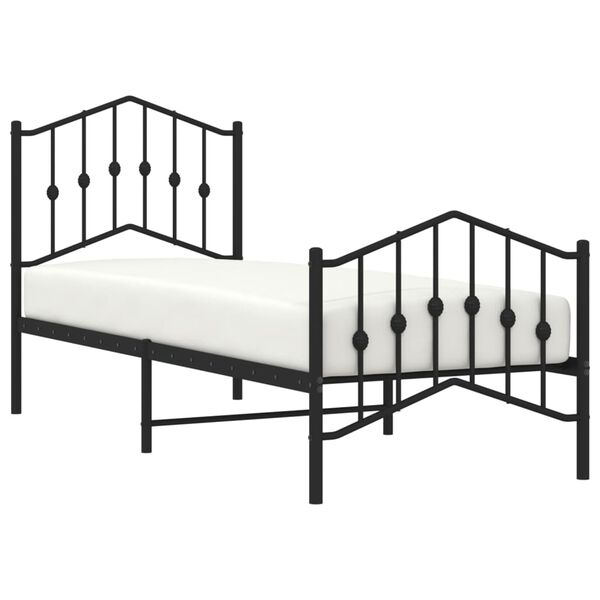 vidaXL Cadre de lit métal sans matelas avec pied de lit noir 75x190 cm