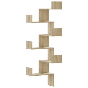 vidaXL &Eacute;tag&egrave;re d'angle murale ch&ecirc;ne sonoma 45x45x147cm bois ing&eacute;nierie