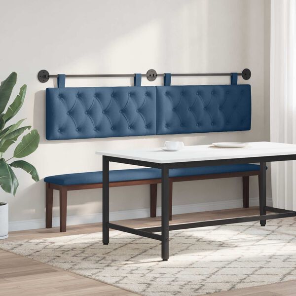 vidaXL T&ecirc;te de lit suspendue Montage mural Bleu 210 x 55 x 7 cm tissu