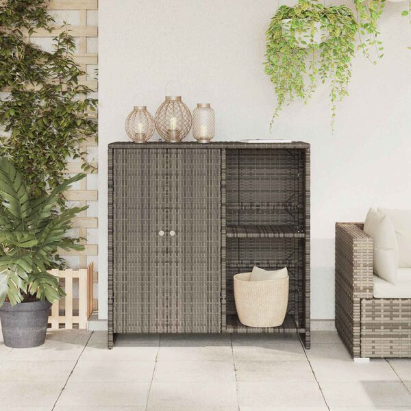 vidaXL Armoire de rangement avec &eacute;tag&egrave;re Gris 100 x 36 x 102 cm Rotin