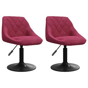 vidaXL Chaises pivotantes &agrave; manger lot de 2 bordeaux velours