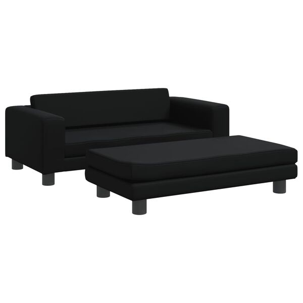 vidaXL Canap&eacute; avec repose-pied pour enfants noir 100x50x30 cm
