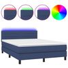 vidaXL Sommier &agrave; lattes de lit avec matelas LED Bleu 140x190 cm Tissu