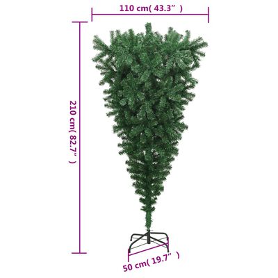 vidaXL Sapin de Noël artificiel renversé avec support Vert 210 cm