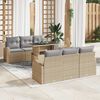 vidaXL Ensemble de canap&eacute; de jardin 7 pcs Beige Poly Rattan
