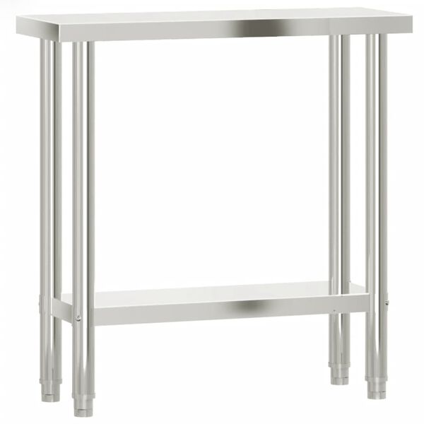 vidaXL Table de travail de cuisine 82,5x30x85 cm acier inoxydable