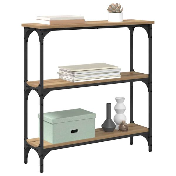 vidaXL Table console avec &eacute;tag&egrave;re Ch&ecirc;ne artisanal 75 x 22,5 x 75 cm