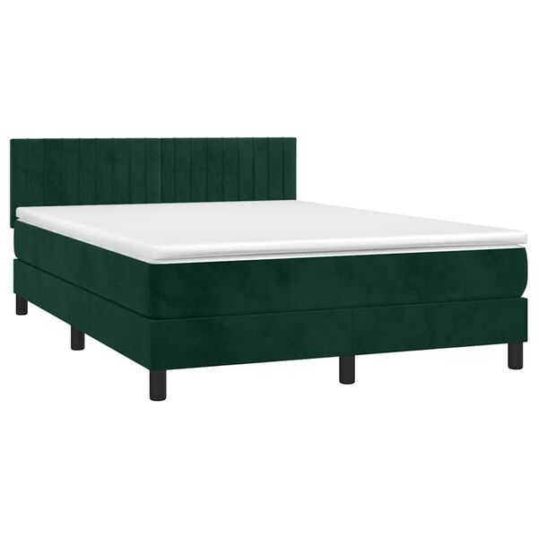 vidaXL Sommier &agrave; lattes de lit avec matelas LED Vert fonc&eacute; 140x200 cm
