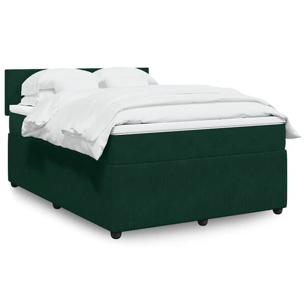 vidaXL Sommier &agrave; lattes de lit et matelas Vert fonc&eacute; 140x190cm Velours