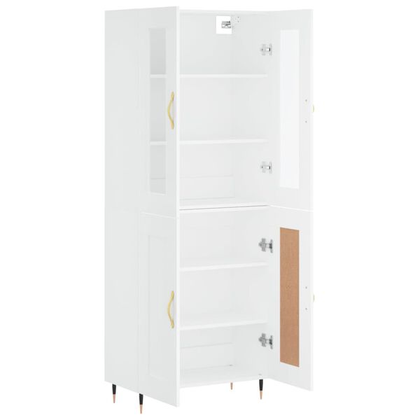 vidaXL Buffet haut Blanc 69,5x34x180 cm Bois d'ing&eacute;nierie